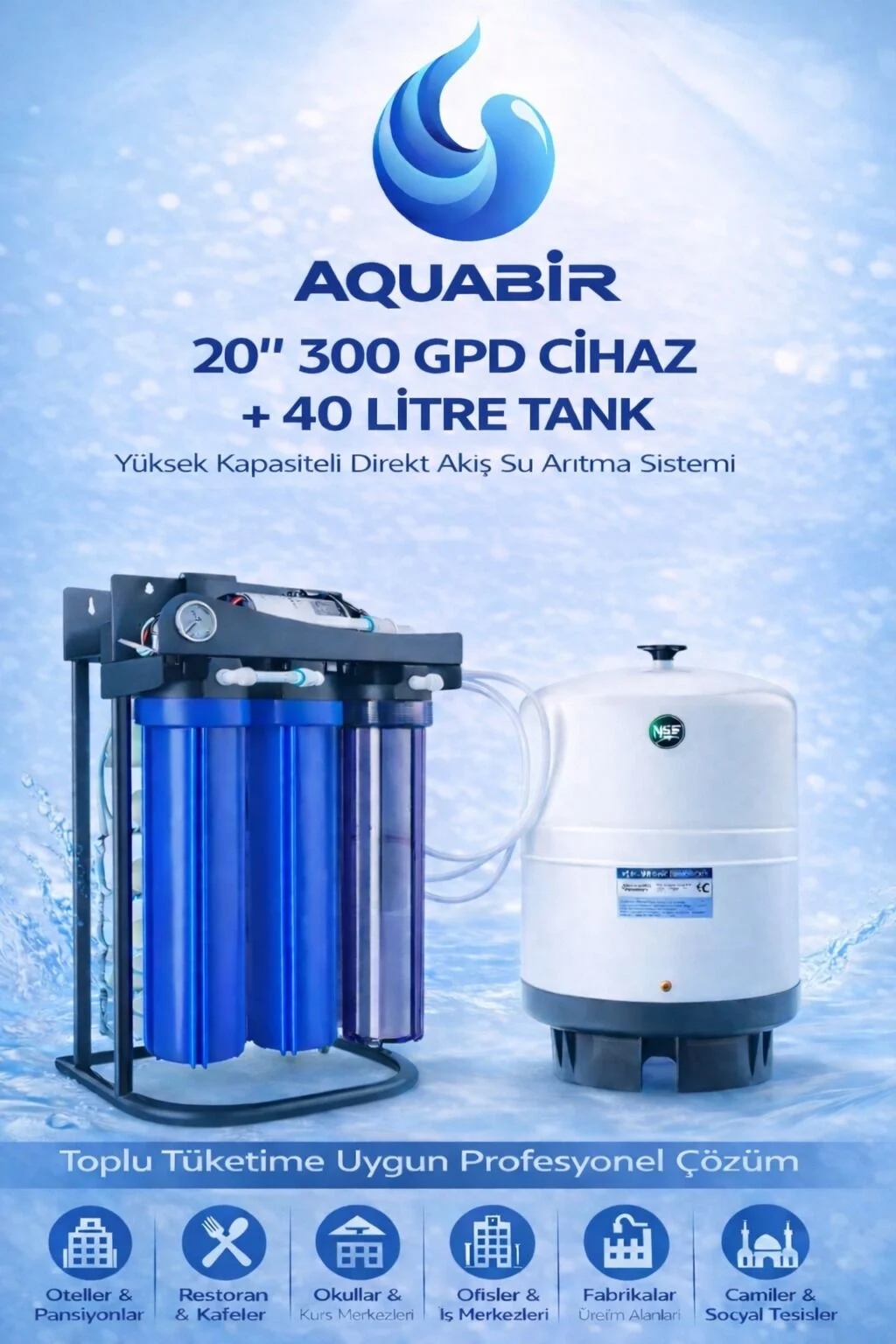 20'' 300 GPD Strong Direk Akış Su Arıtma Sistemleri