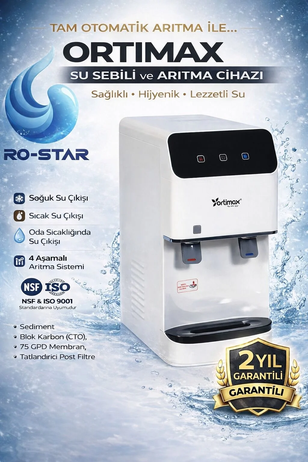 Ortimax Tezgahüstü-Setüstü Arıtmalı Su Sebili